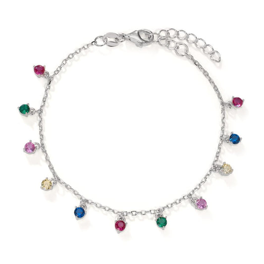 Armbånd Sølv Zirconia farverig , 11 Sten rhodineret 16-19 cm