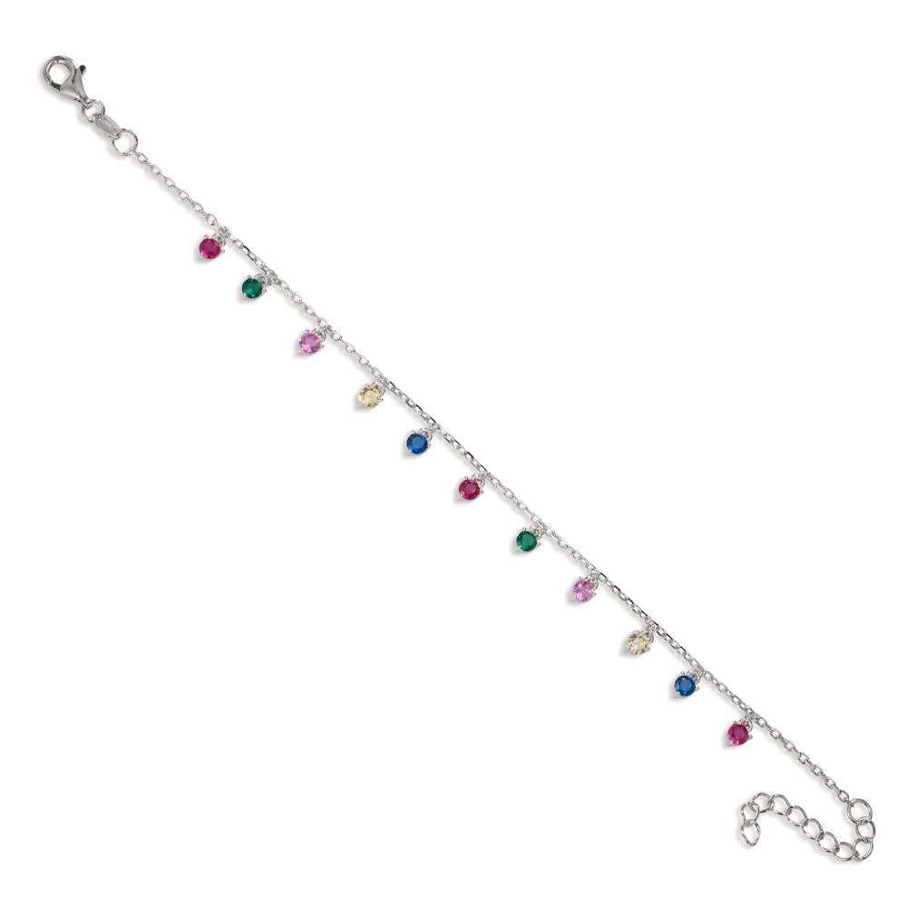 Armbånd Sølv Zirconia farverig , 11 Sten rhodineret 16-19 cm