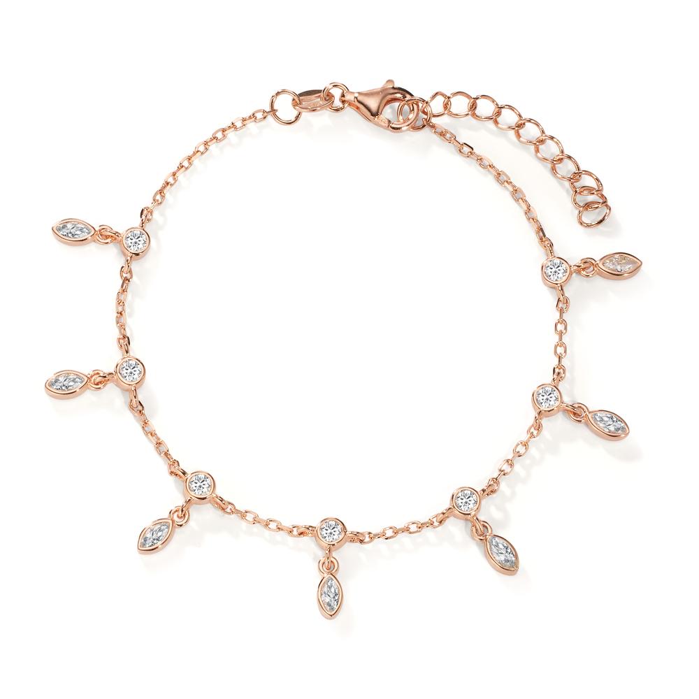 Armbånd Sølv Zirconia 14 Sten rose forgyldt 16-19 cm