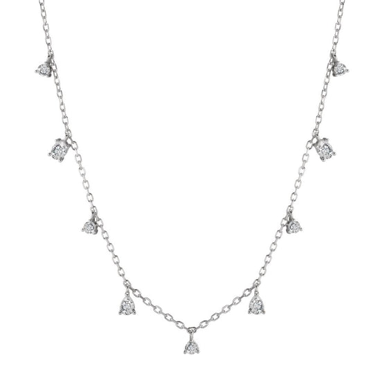 Collier Sølv Zirconia 9 Sten rhodineret 40-45 cm