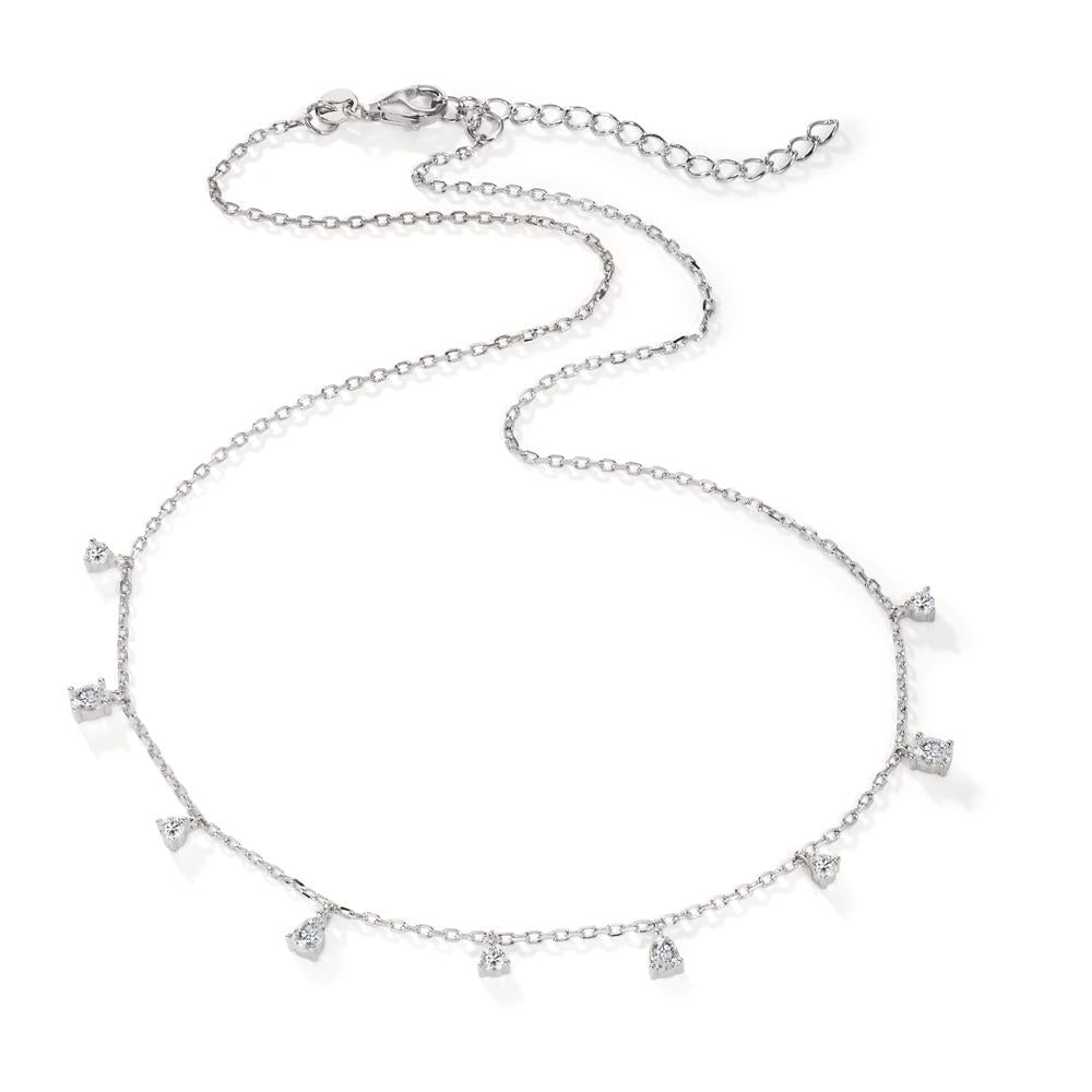 Collier Sølv Zirconia 9 Sten rhodineret 40-45 cm