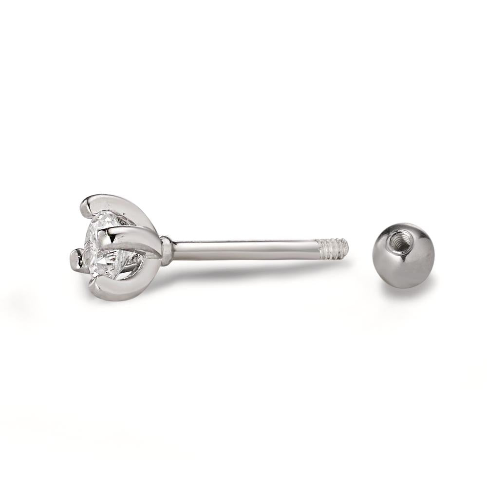 Piercing Sølv Zirconia rhodineret Ø4 mm