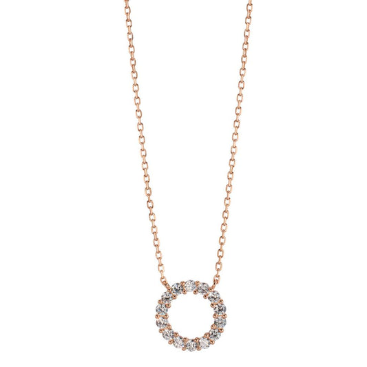 Collier Sølv Zirconia rose forgyldt 40-45 cm