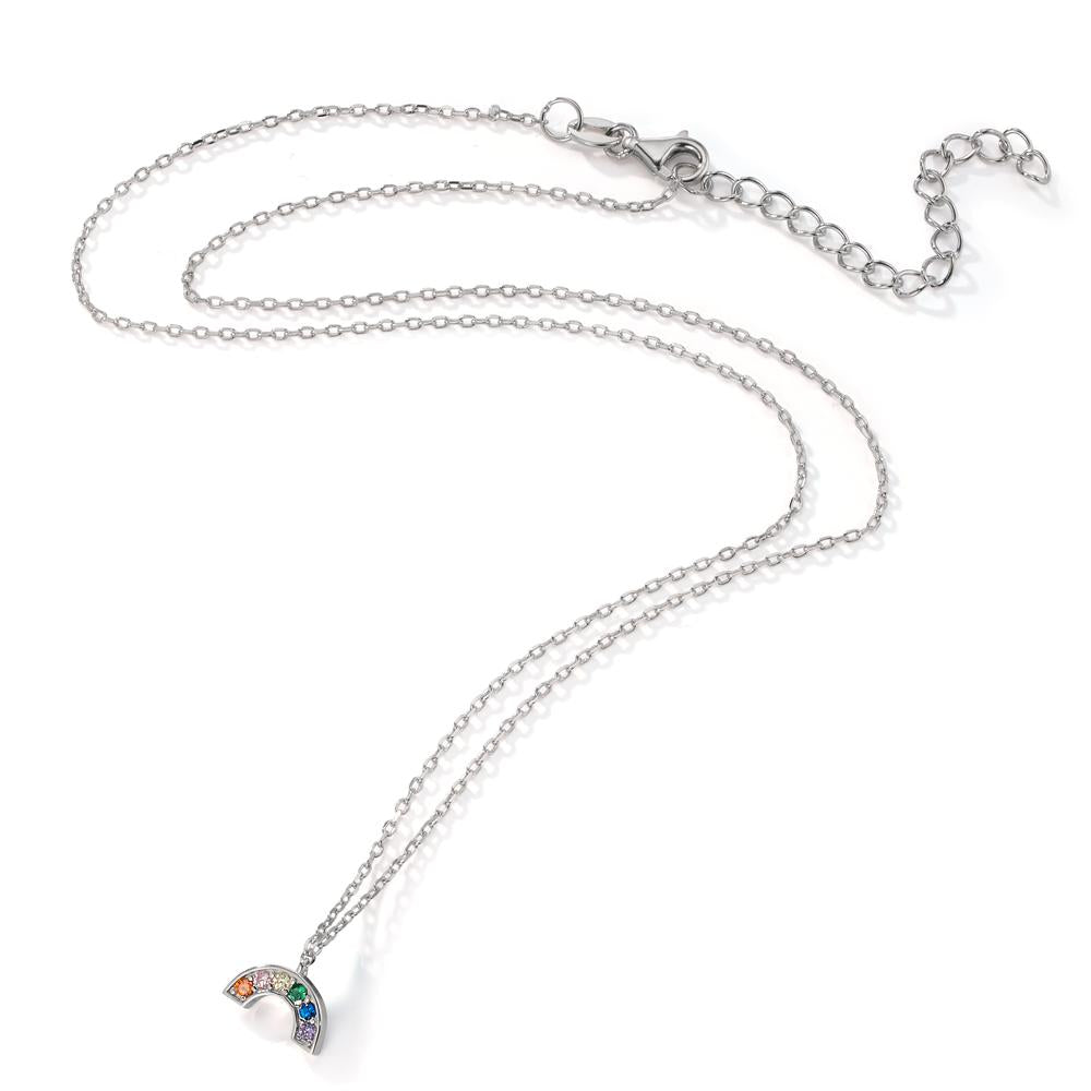 Collier Sølv Zirconia farverig , 6 Sten rhodineret 40-45 cm