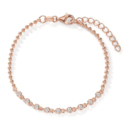 Armbånd Sølv Zirconia 9 Sten rose forgyldt 16-19 cm