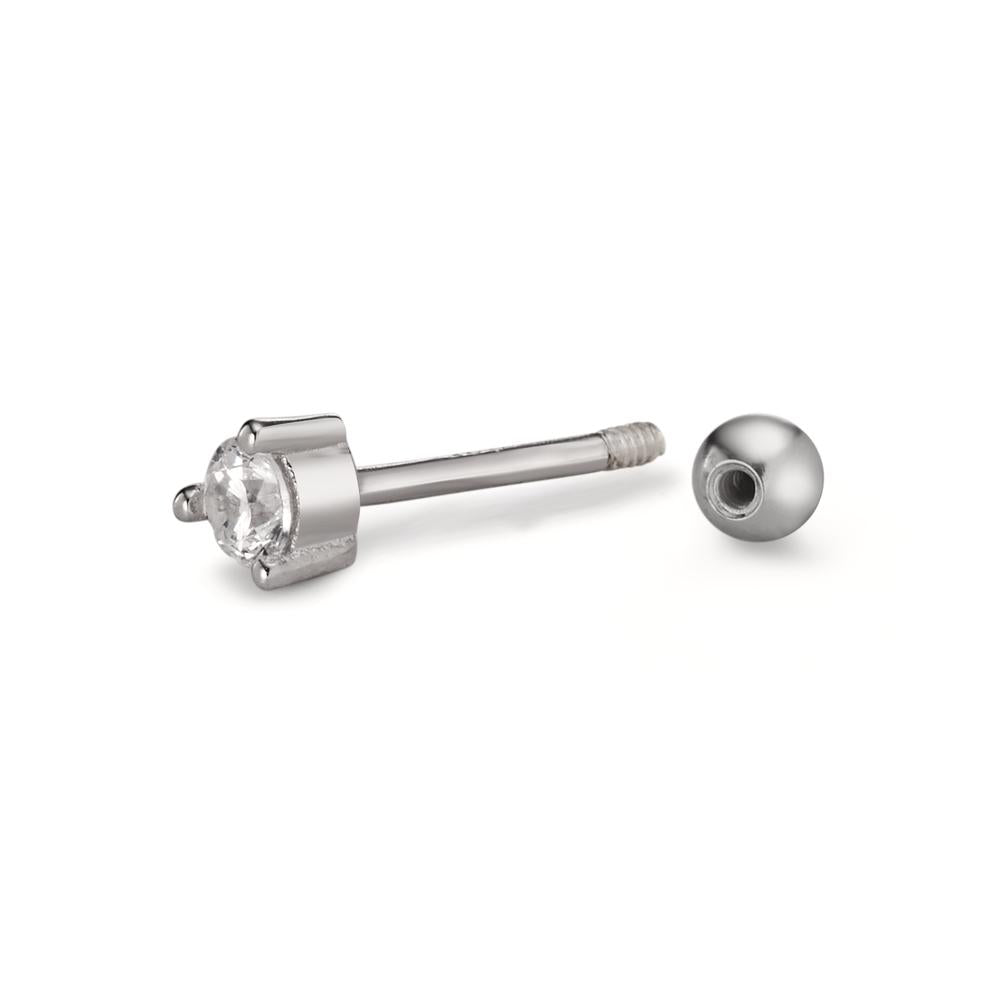 Piercing Sølv Zirconia rhodineret Ø3.5 mm