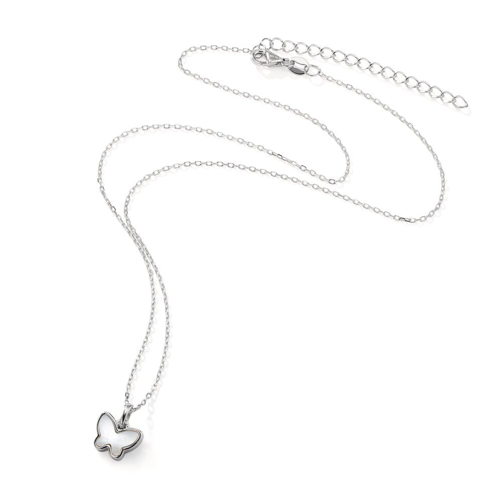 Collier Sølv Zirconia, [synth. Stein] rød rhodineret Perlemor sommerfugl 40-45 cm