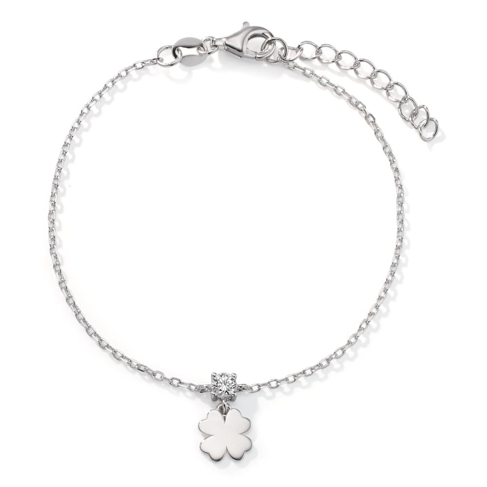 Armbånd Sølv Zirconia rhodineret Shamrock 16-19 cm