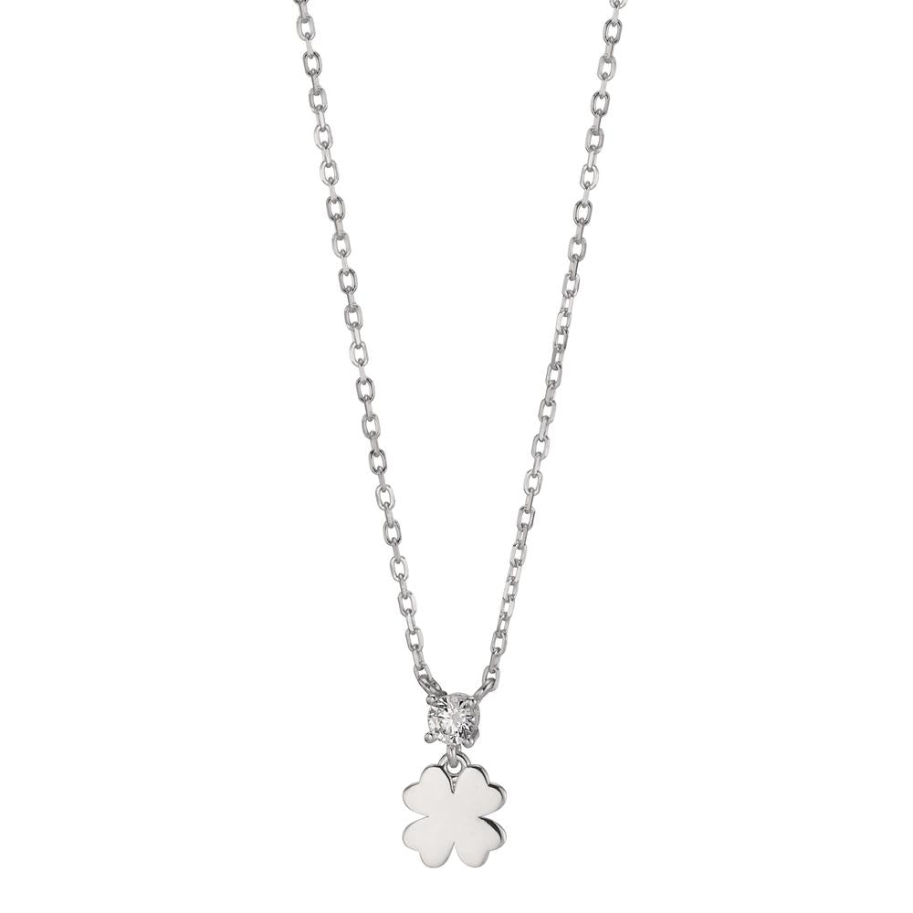 Collier Sølv Zirconia rhodineret Shamrock 40-45 cm