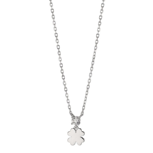 Collier Sølv Zirconia rhodineret Shamrock 40-45 cm