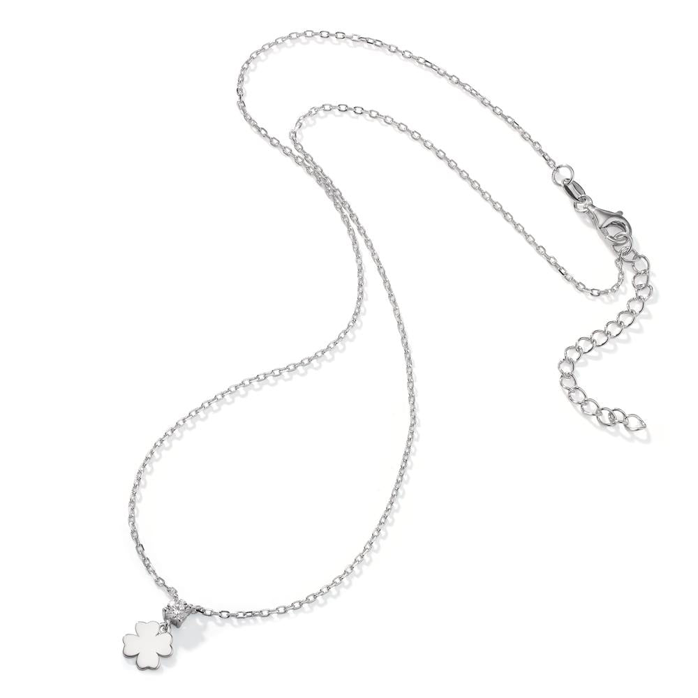 Collier Sølv Zirconia rhodineret Shamrock 40-45 cm