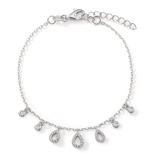 Armbånd Sølv Zirconia rhodineret 16-19 cm