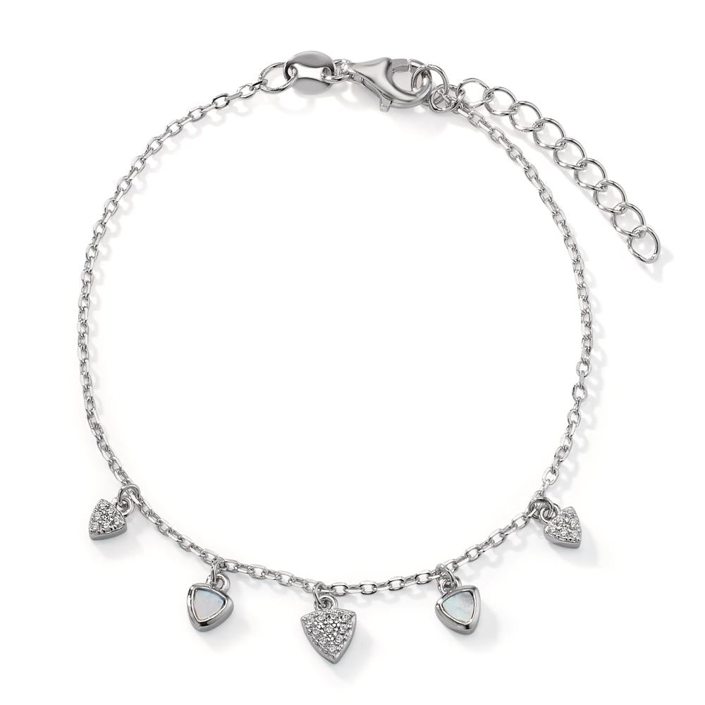 Armbånd Sølv Zirconia rhodineret Perlemor 16-19 cm