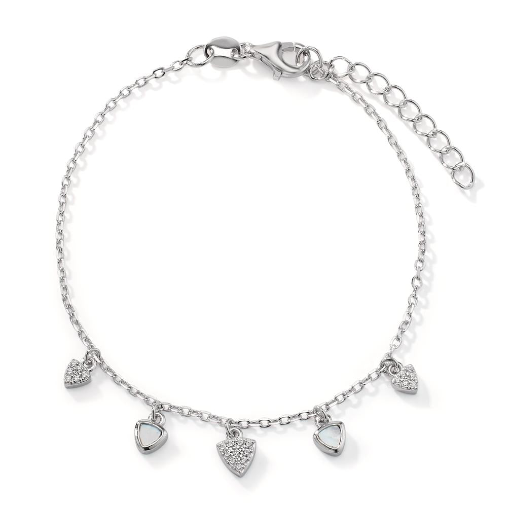 Armbånd Sølv Zirconia rhodineret Perlemor 16-19 cm