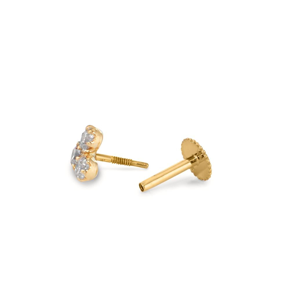 Piercing 375/9K guld Zirconia 3 Sten Ø3.5 mm