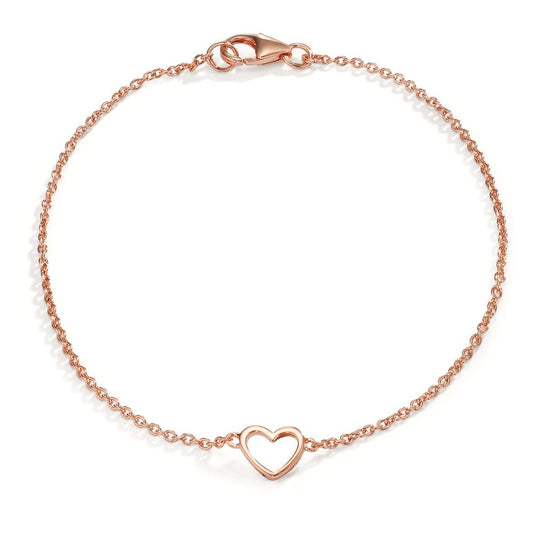 Armbånd Sølv rose forgyldt Hjerte 18 cm