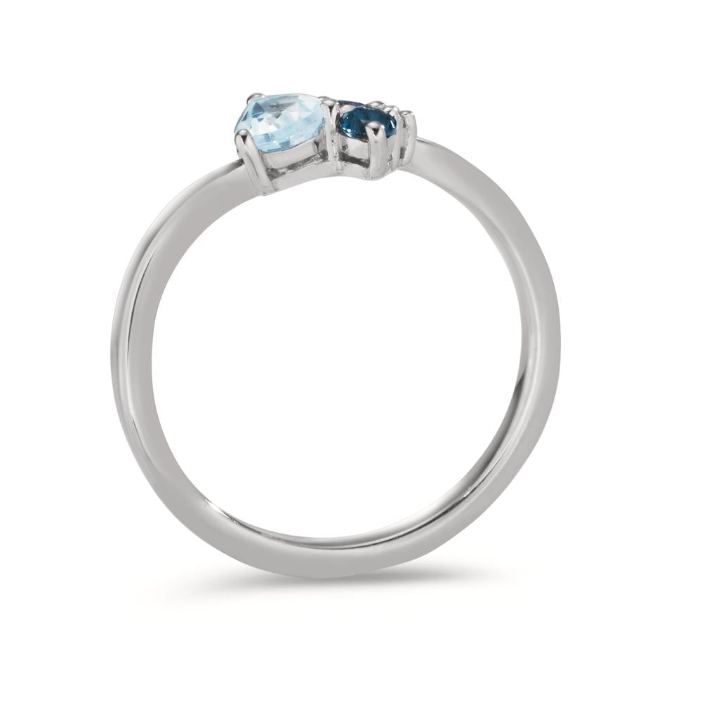 Ringe Sølv Zirconia, Lolit, London Blue Topaz, Topas blå rhodineret