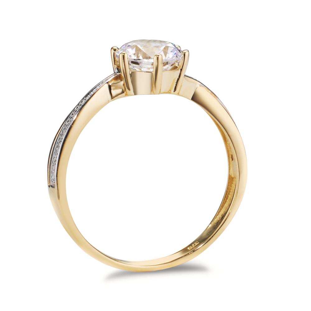 Solitaire ring 375/9K guld Zirconia 7 Sten Ø6.7 mm