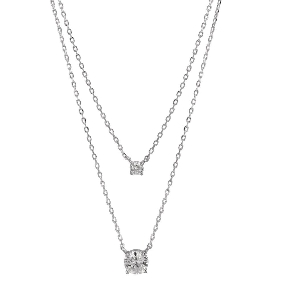 Collier Sølv Zirconia 2 Sten rhodineret 40-45 cm