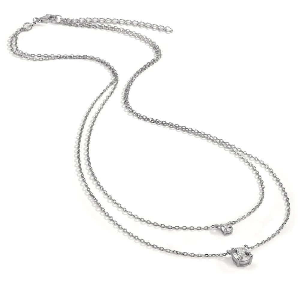 Collier Sølv Zirconia 2 Sten rhodineret 40-45 cm