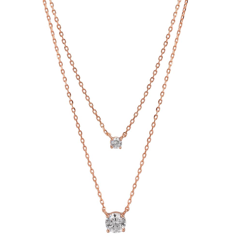 Collier Sølv Zirconia 2 Sten rose forgyldt 40-45 cm