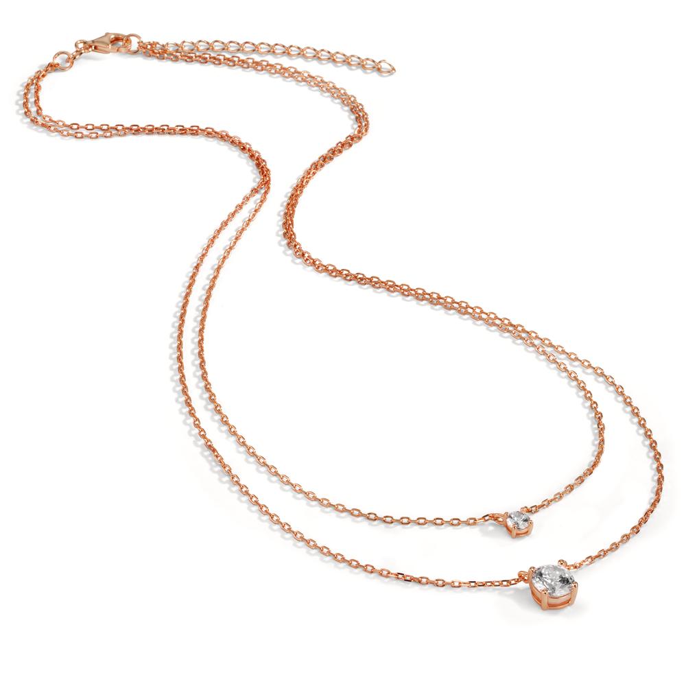 Collier Sølv Zirconia 2 Sten rose forgyldt 40-45 cm