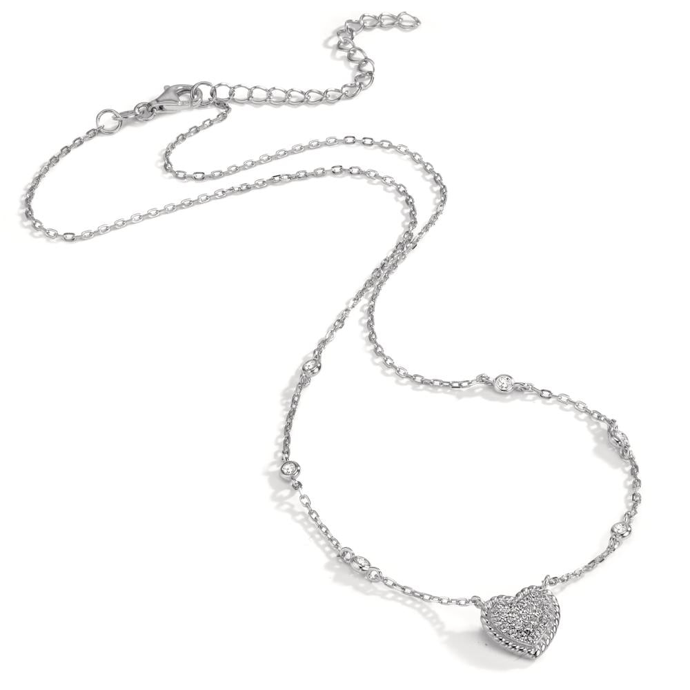 Collier Sølv Zirconia rhodineret Hjerte 40-45 cm