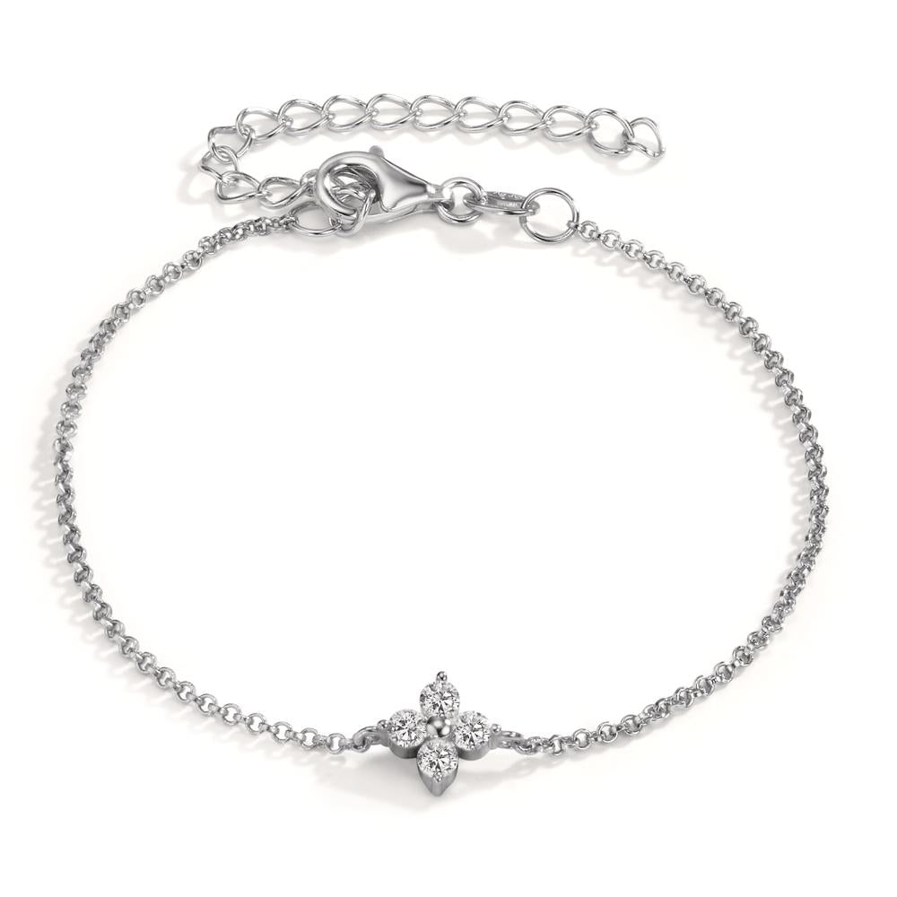 Armbånd Sølv Zirconia 4 Sten rhodineret 16-20 cm