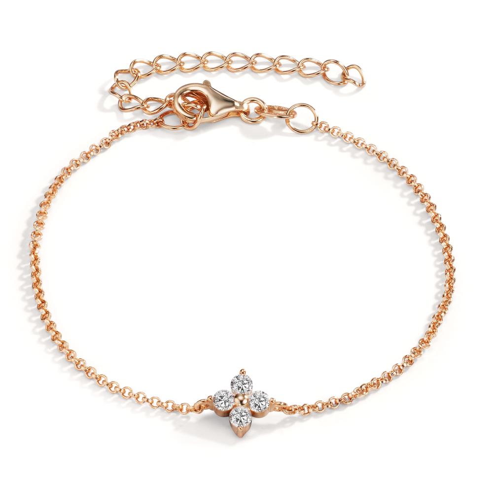 Armbånd Sølv Zirconia 4 Sten rose forgyldt 16-20 cm