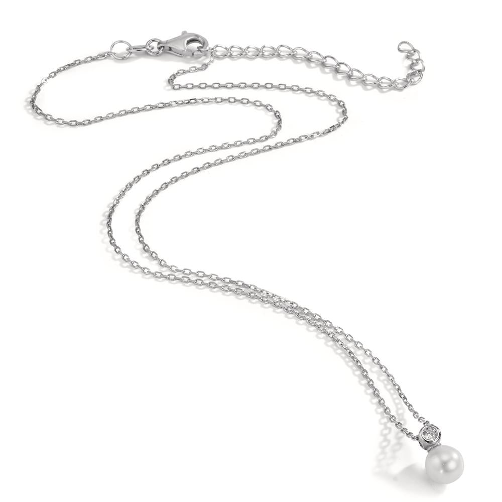 Collier Sølv Zirconia rhodineret Skinnende perler 40-45 cm