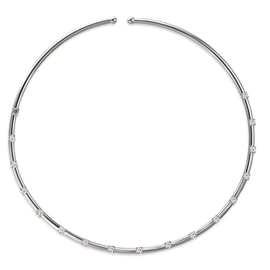 Collier Sølv Zirconia 17 Sten rhodineret Ø120 mm