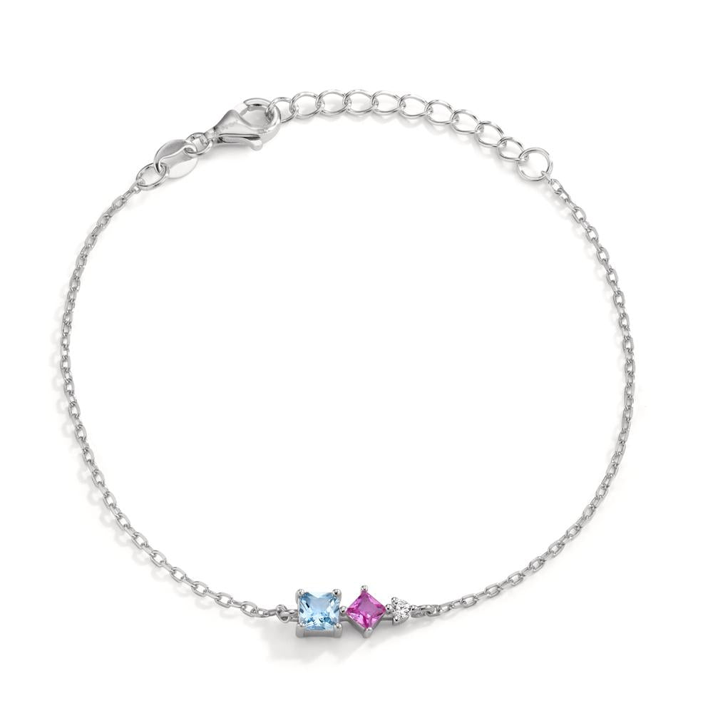 Armbånd Sølv Zirconia 3 Sten rhodineret 16-19 cm